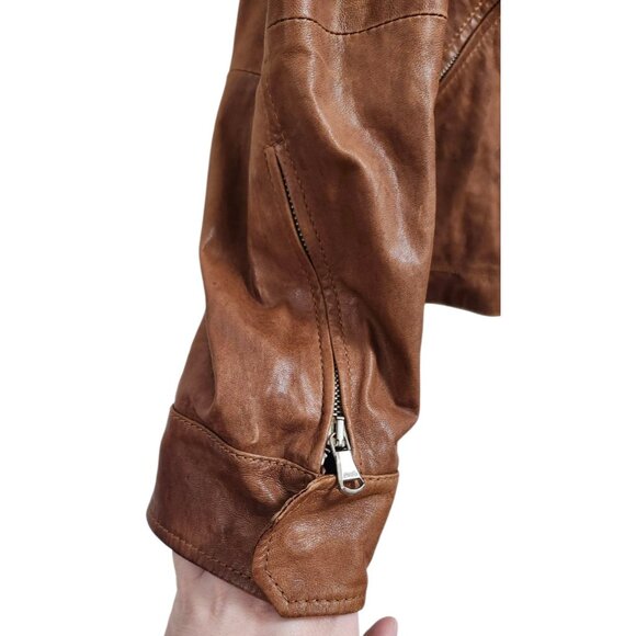 Brunello Cucinelli Riders Real Leather Jacket Brown Size S - Picture 7 of 16